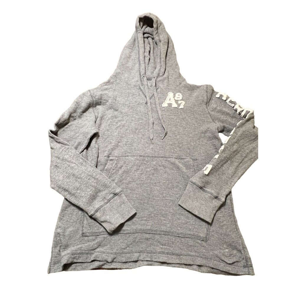 Aeropostale Gray Hooded Sweatshirt A87 Logo Long Sleeve Casual Wear Cotton Sz M